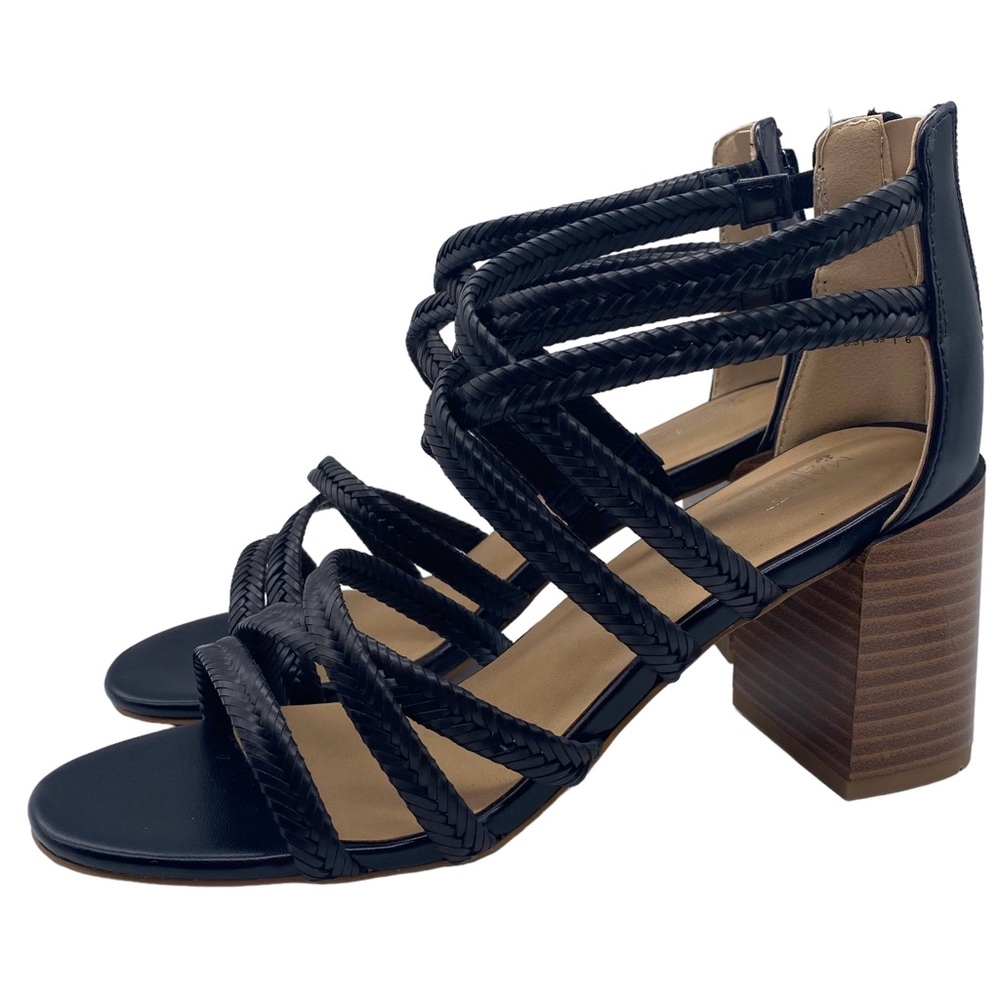 Market & Spruce Sandals Paloma Black Vegan Leather Strappy Braided Casual Sz 8.5
